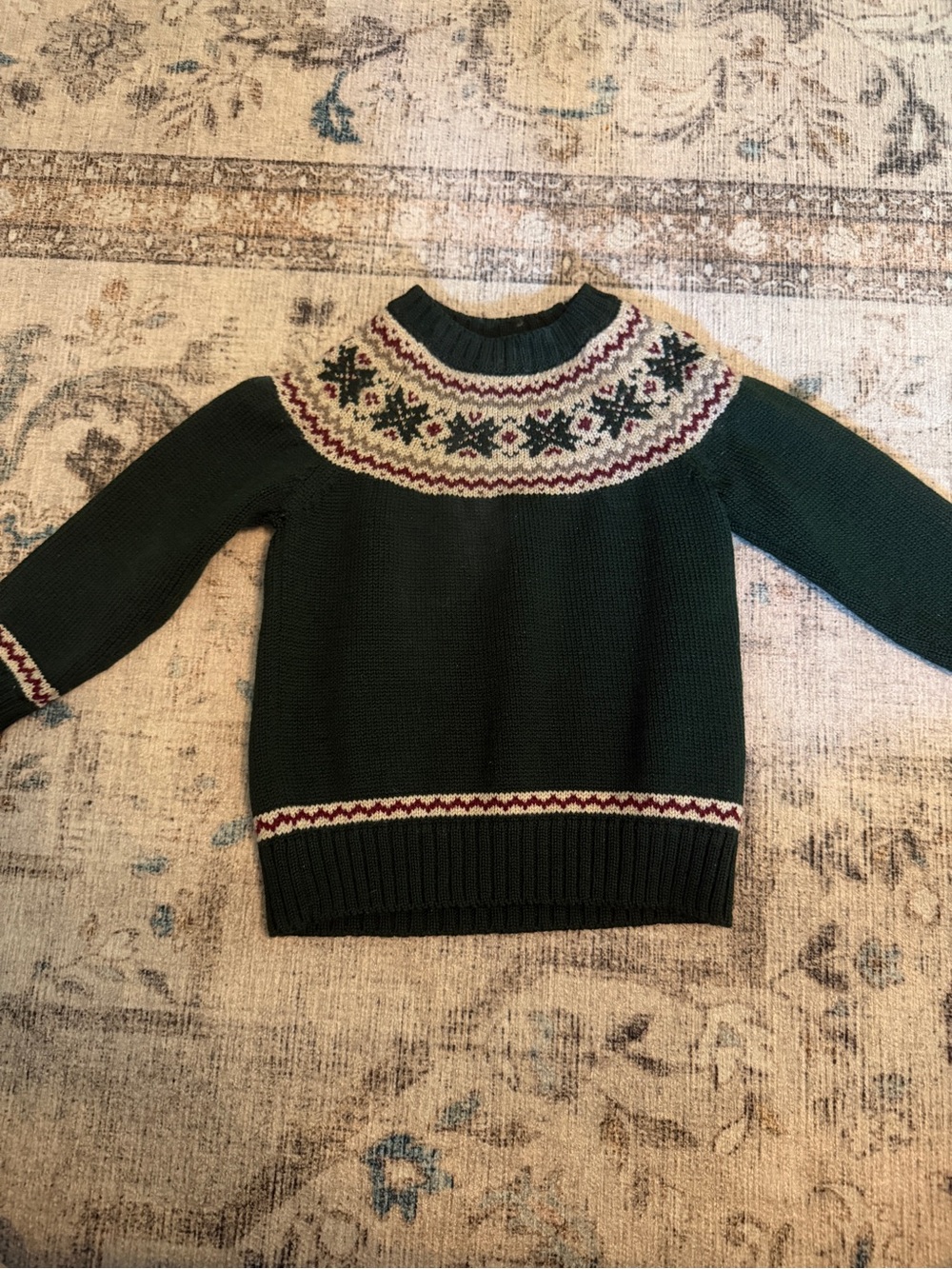 Pepa London Classic Fair Isle Merino Wool Jumper in Green 18M size